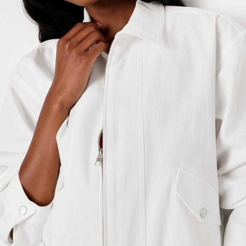 Lulus Versatile Essential White Twill Utility Jacket - Size XL